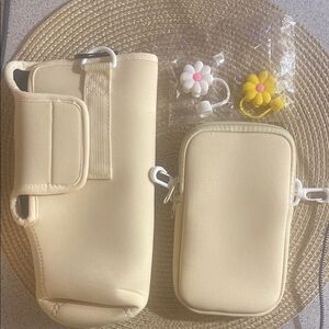 Elegant Cream Phone Holster and Pouch Set